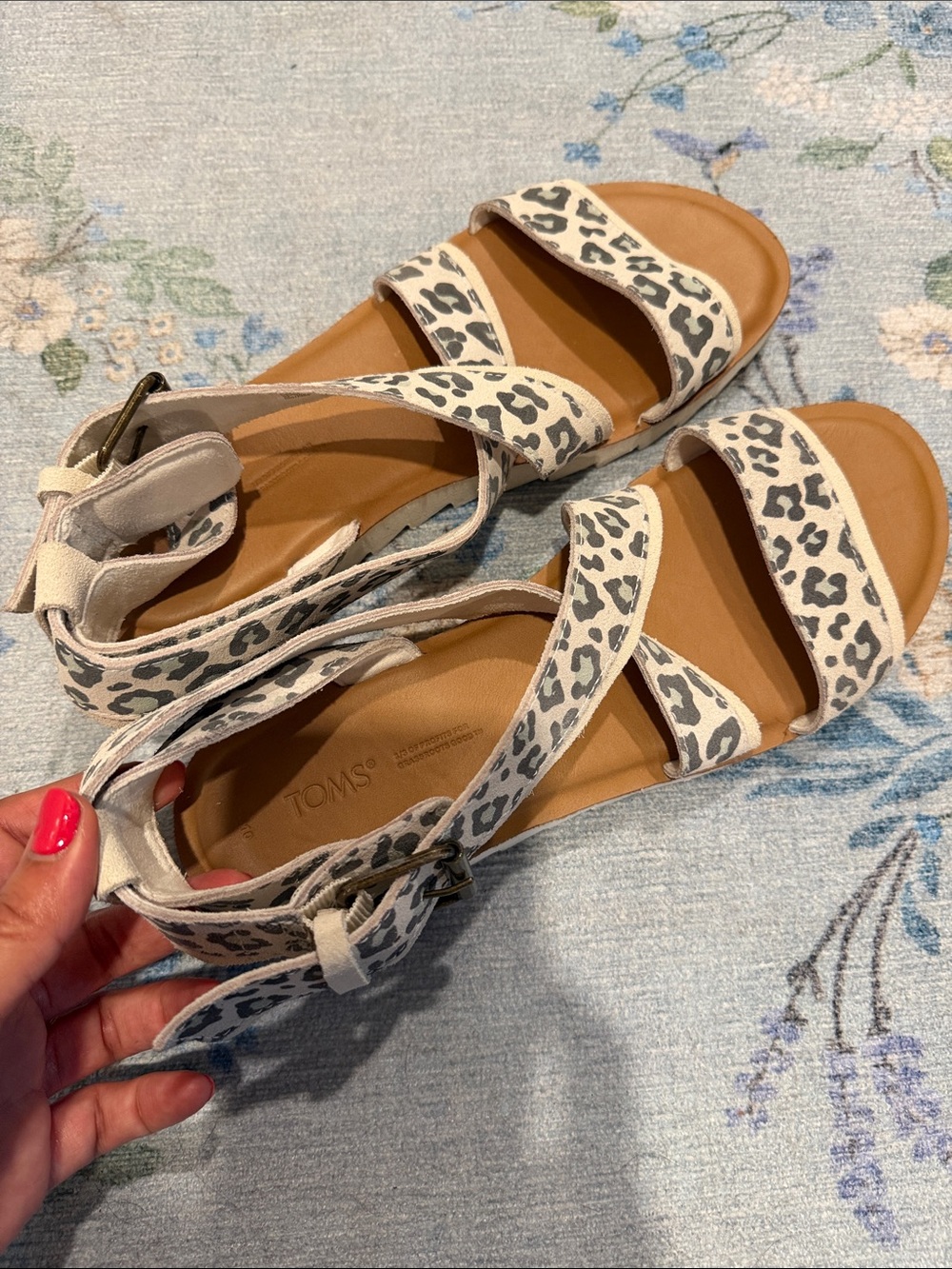 TOMS Cream Leopard Print Strappy Sandals